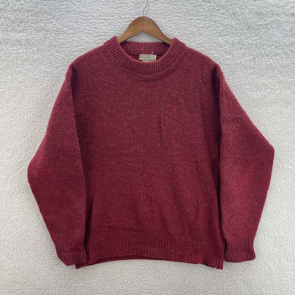 Vintage LL Bean Sweater Men XL Red Wool Blend Outdoor USA Made Chunky Cabin Gorp